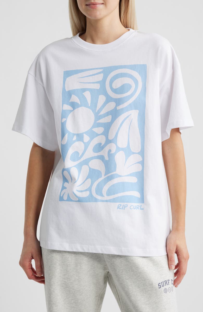 Rip Curl Sunset Surf Heritage Cotton Graphic T-Shirt, Main, color, Optical White