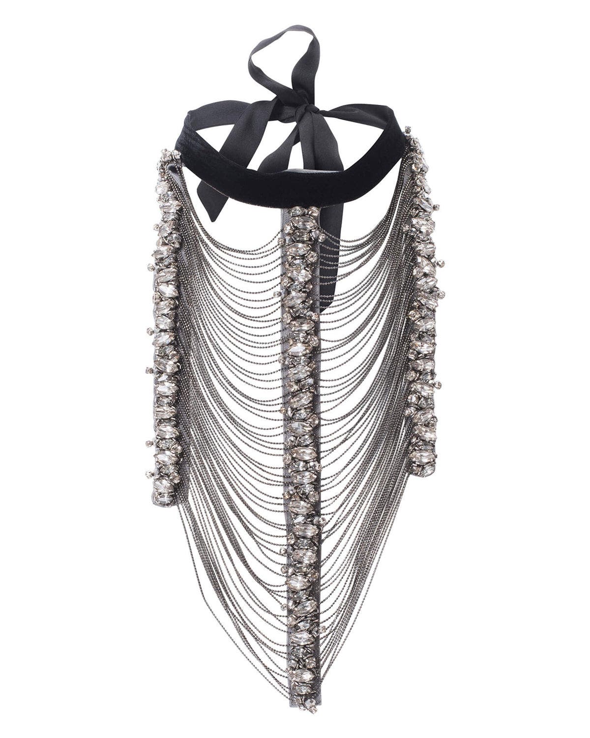 Anne Fontaine Satin Ribbon Collar in Black 