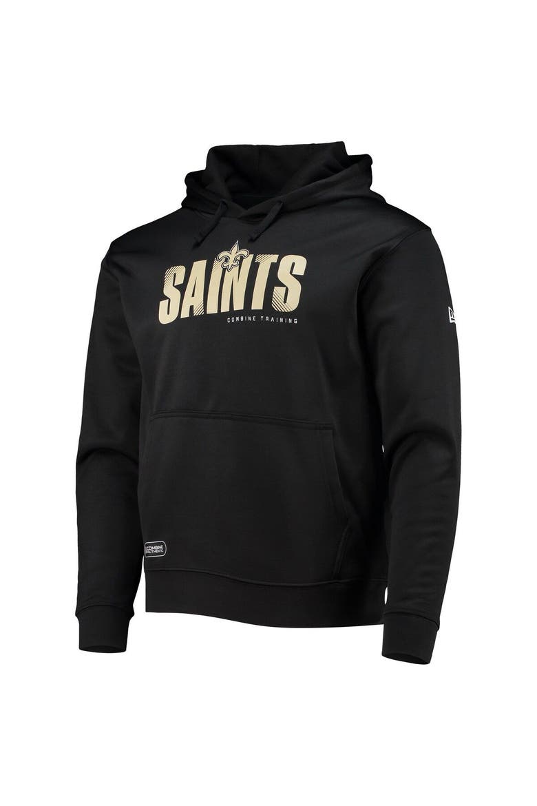 Men's New Era Black New Orleans Saints Combine Authentic Hard Hash Pullover Hoodie, Alternate, color, Black