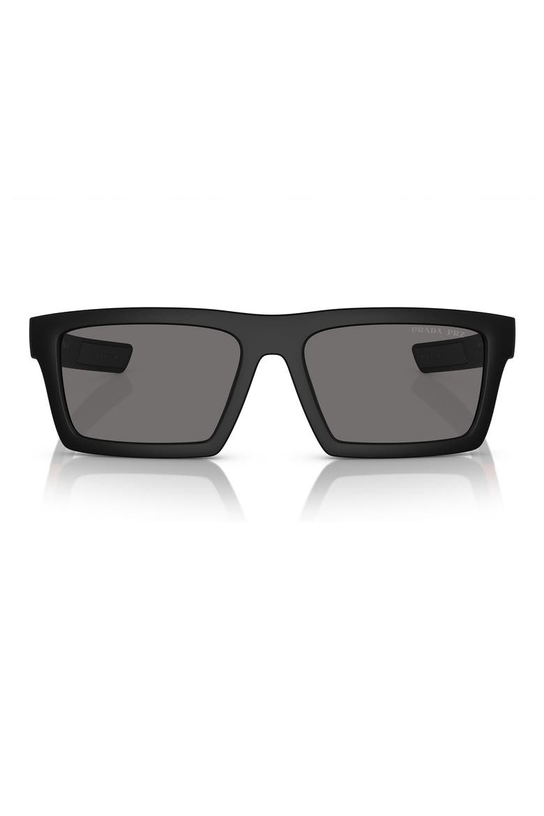 55mm Rectangular Sunglasses, Main, color, MATTE BLACK
