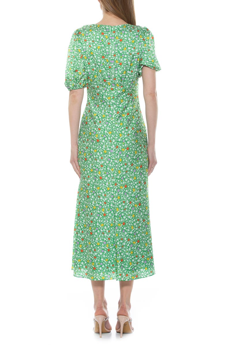 Alexia Admor Lorelei V-Neck Bubble Sleeve Midi Dress, Alternate, color,