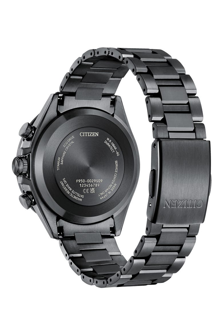 Attesa Satellite Wave GPS GMT Automatic Greytone Bracelet Watch, 44.6mm, Alternate, color, GRAY/BLUE