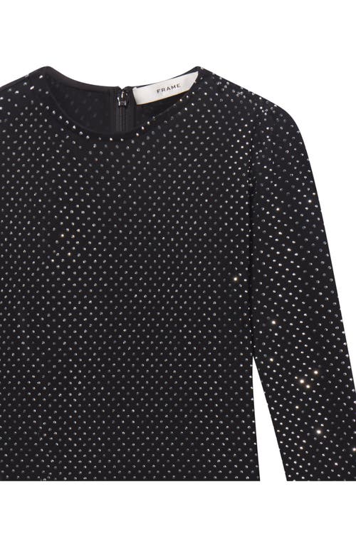 Frame The Rhinestone Jersey Top In Black