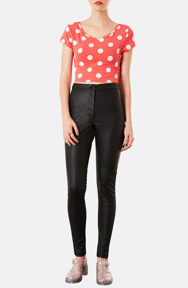 Topshop 'Debbie' High Waist Faux Leather Pants, Alternate, color, 