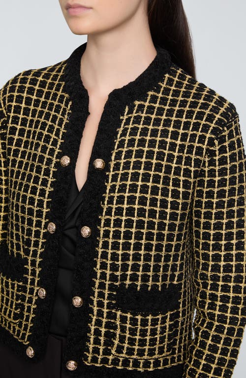 ELIE TAHARI ELIE TAHARI THE ALEXIS METALLIC GRID CARDIGAN 