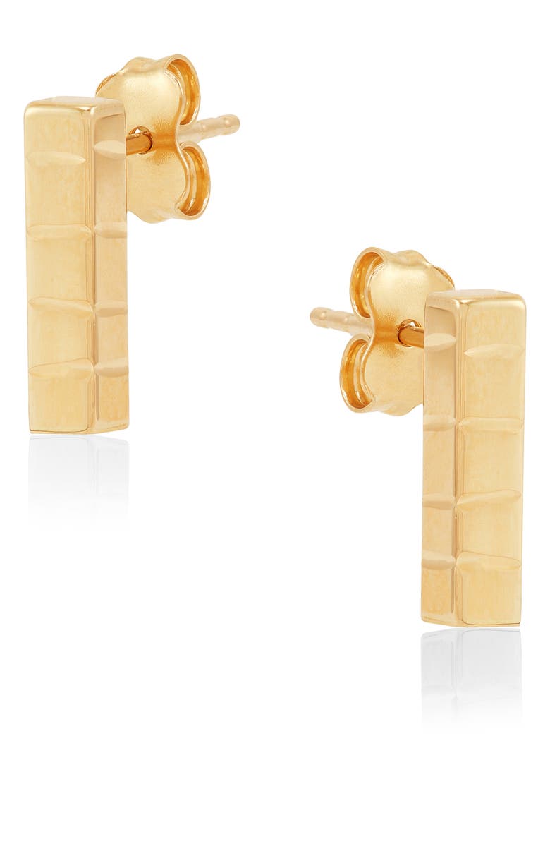 Frankie & Zoe Textured Bar Stud Earrings, Alternate, color, Yellow Gold