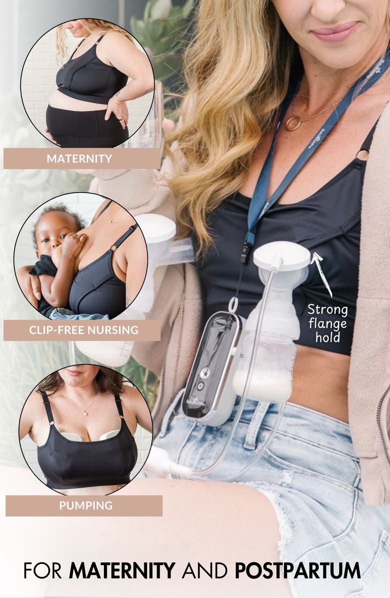 Davin & Adley Amelia Pumping and Nursing Bralette, Alternate, color, Black