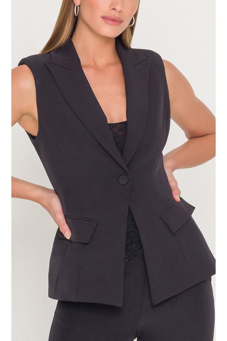 Rialto Crepe Sleeveless Blazer, Alternate, color, Black