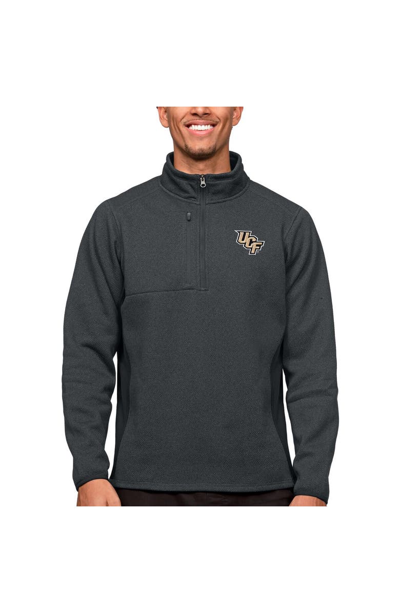 ANTIGUA Men's Antigua Heather Charcoal UCF Knights Course Quarter-Zip Pullover Top, Alternate, color, 