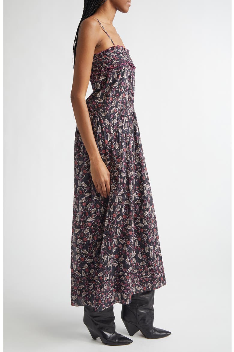 Demy Floral Print Sundress, Alternate, color, BLACK/ RASPBERRY