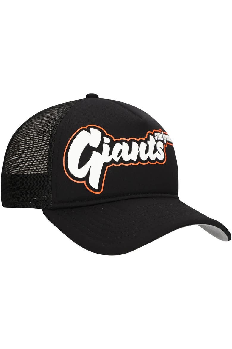 Men's New Era Black San Francisco Giants Retro Bold A-Frame Trucker 9FORTY Adjustable Hat, Alternate, color, Black