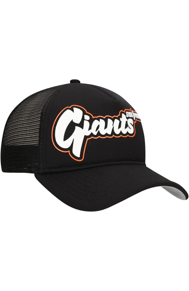 New Era Men's New Era Black San Francisco Giants Retro Bold A-Frame Trucker 9FORTY Adjustable Hat, Alternate, color, Black