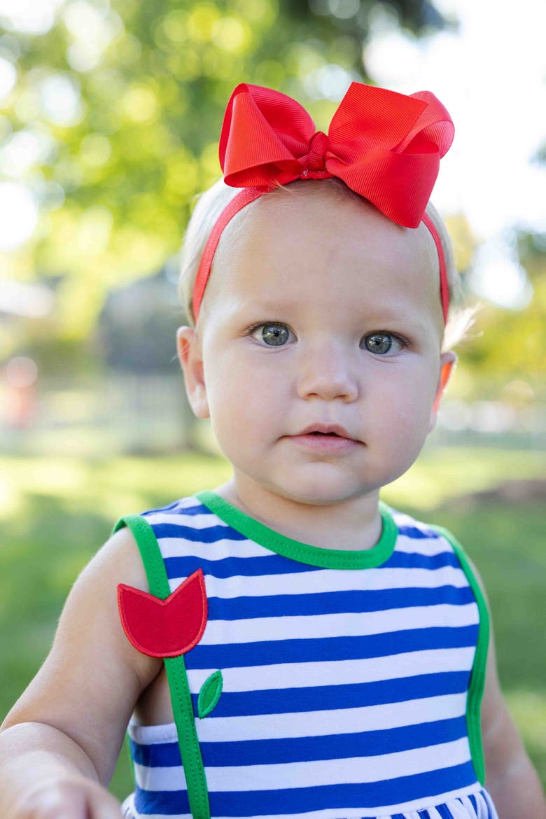 Stripe Knit Romper With Tulip, Alternate, color, Royal/White