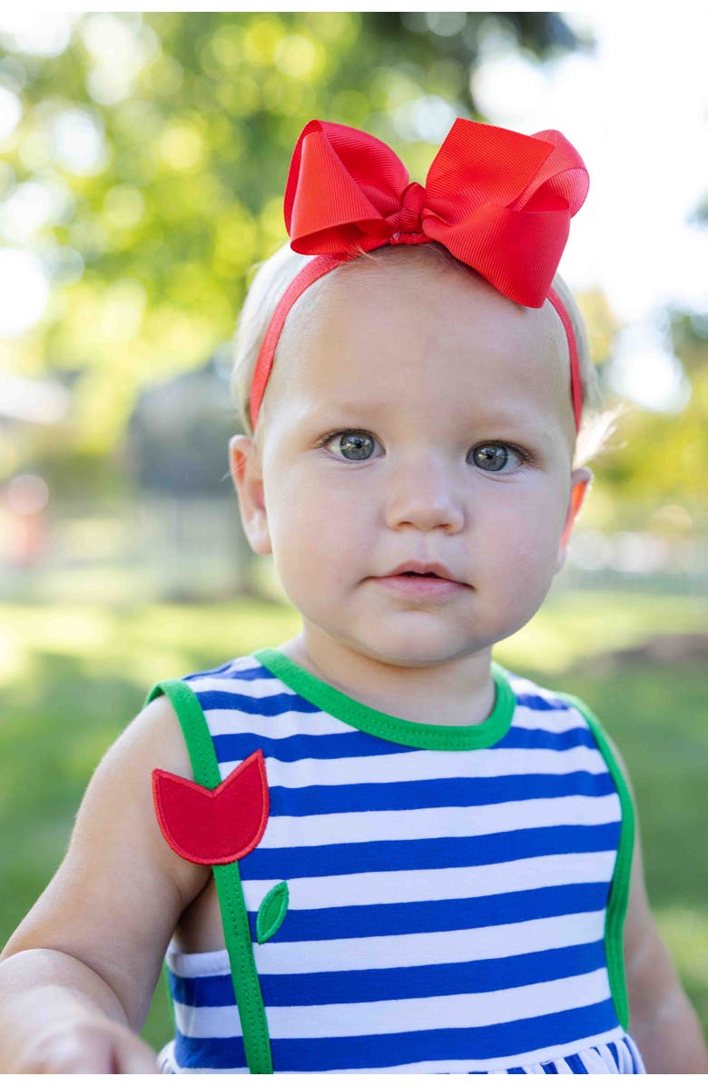 Florence Eiseman Stripe Knit Romper With Tulip, Alternate, color, Royal/White