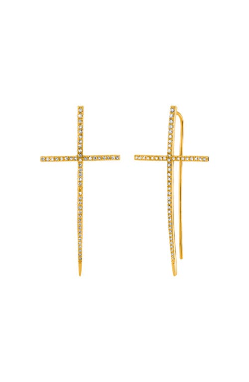 Sheryl Lowe Diamond Cross Spike Earring In 14kt Yellow Gold