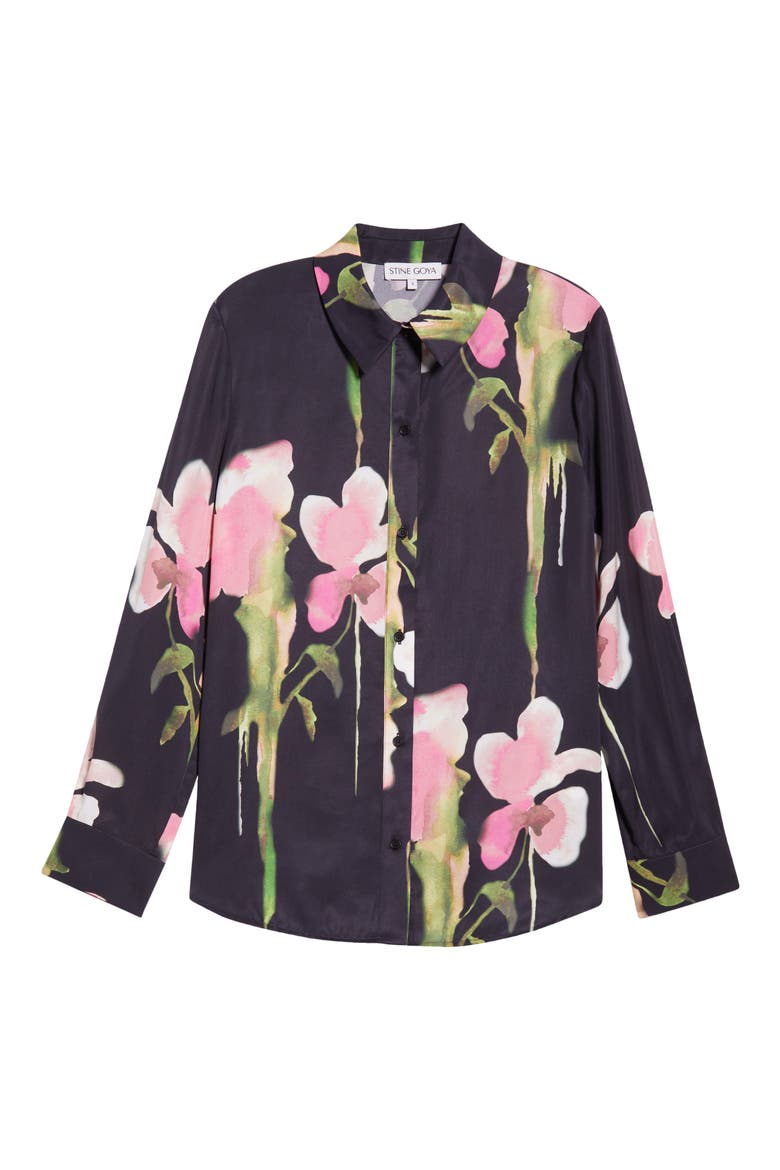 Melting Flowers Print Button Front Shirt, Alternate, color, MELTING FLOWERS