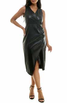 Nina Leonard Sleeveless Faux Leather Dress