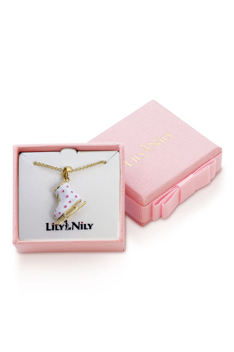 Kids' Ice Skate Pendant Necklace, Alternate, color, WHITE