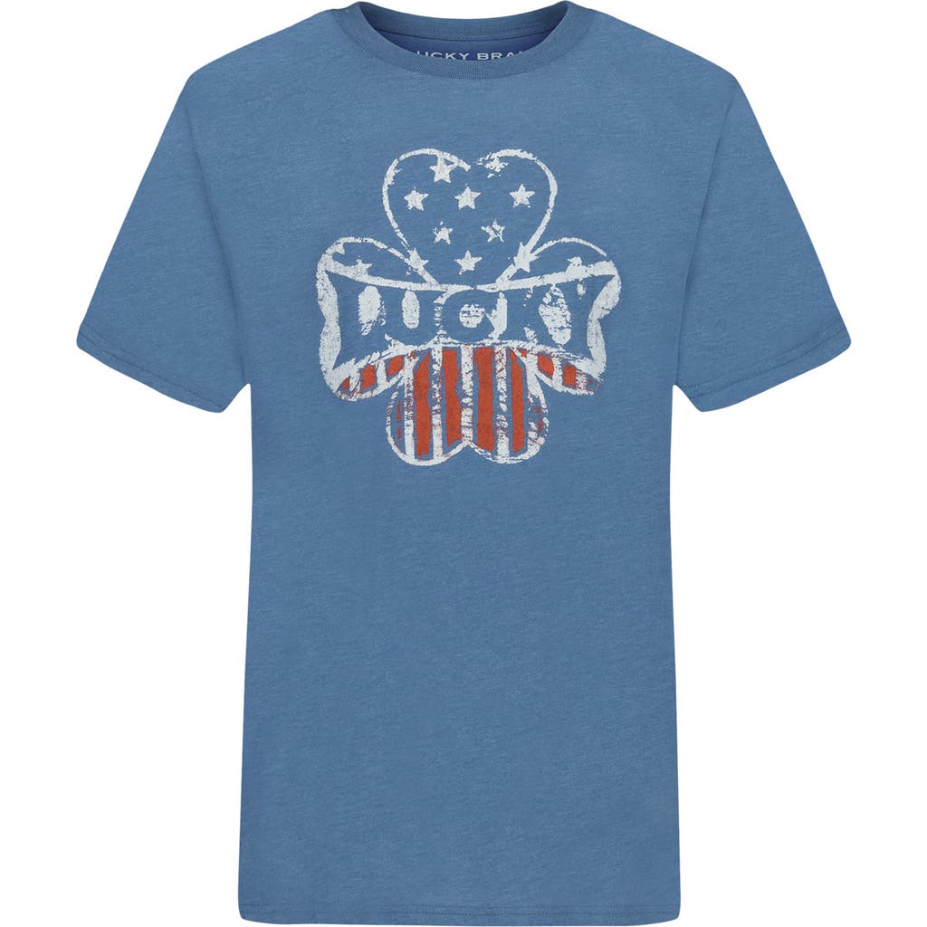 Lucky Brand Kids' Clover Graphic T-shirt In Blue