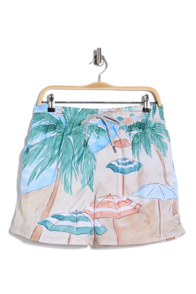 Ponji Printed Volley Swim Shorts, Alternate, color, TAN