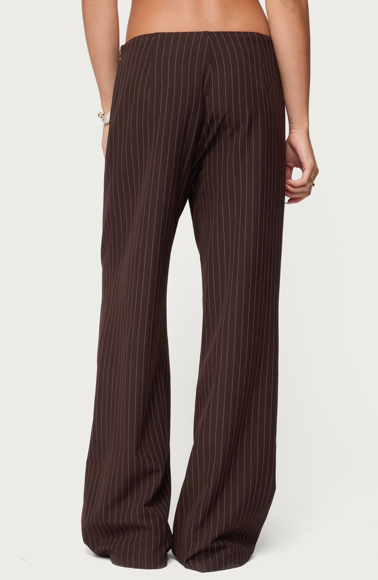 EDIKTED Kerie Wide Leg Pinstripe Pants, Alternate, color, Dark-Brown
