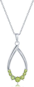 SIMONA Sterling Silver Pear Shaped Gemstone Necklace