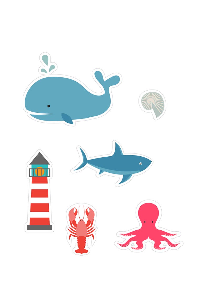 Bath Time Stickers, Under the Sea, 18 Pieces, Kid 3+, Alternate, color, Multicolored