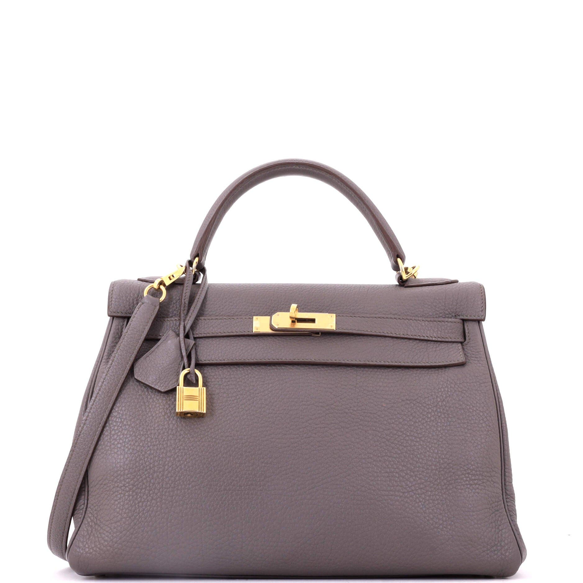 Kelly Handbag Grey Togo with Gold Hardware 32, Main, color, Grey