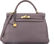 Pre-Owned Hermes Kelly Handbag Grey Togo with Gold Hardware 32