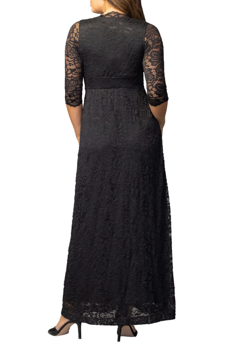 Kiyonna Maria Lace Evening Gown, Alternate, color, Onyx