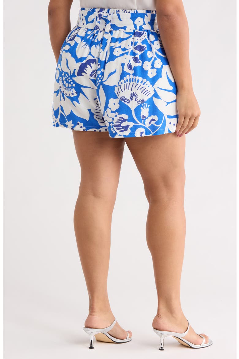 Maeve Belted Floral Zaferia Shorts, Alternate, color, BLUE-WHITE