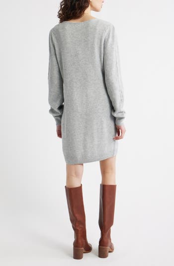 Mixed Stitch Long Sleeve Sweater Dress