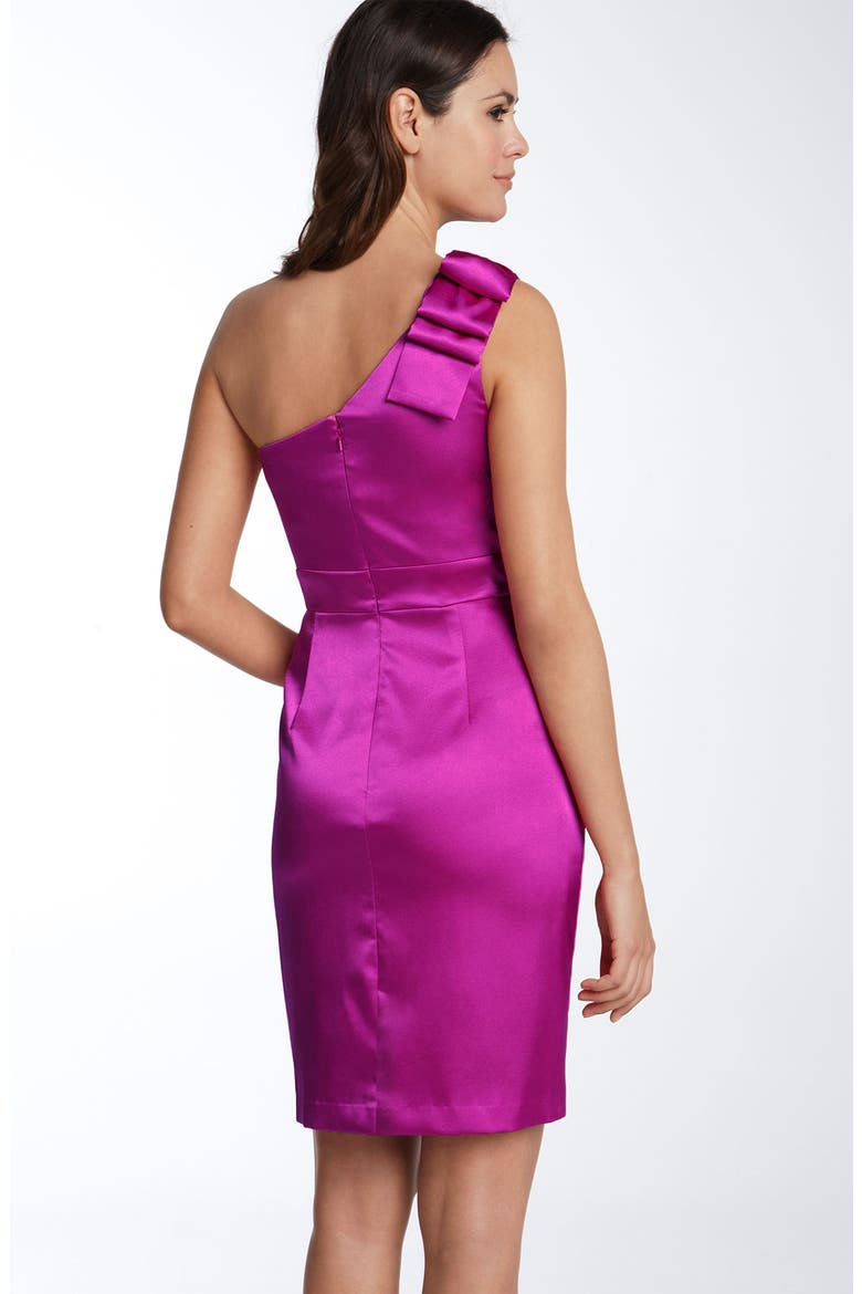 One Shoulder Stretch Satin Dress, Alternate, color, RASPBERRY