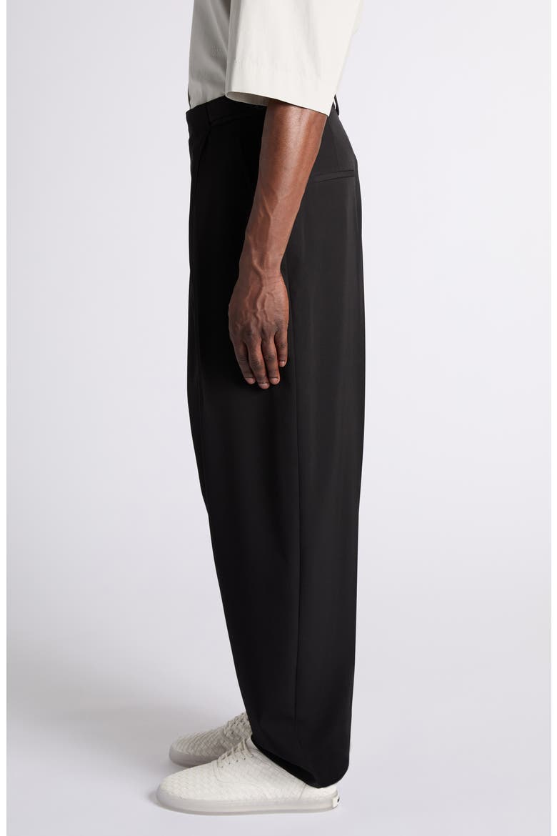 Drop Crotch Tapered Leg Lightweight Wool Twill Pants, Alternate, color, 1010 DOUBLE BLACK