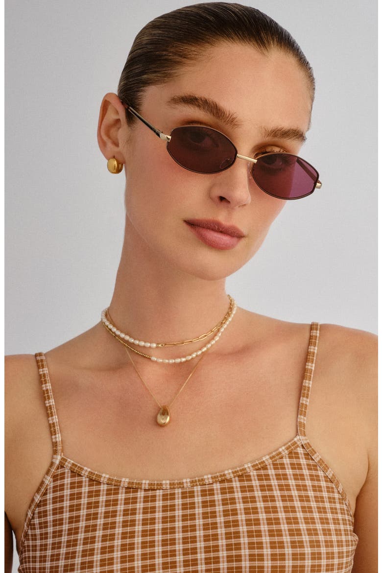 Objective 53mm Oval Sunglasses, Alternate, color, GOLD / BURGUNDY MONO