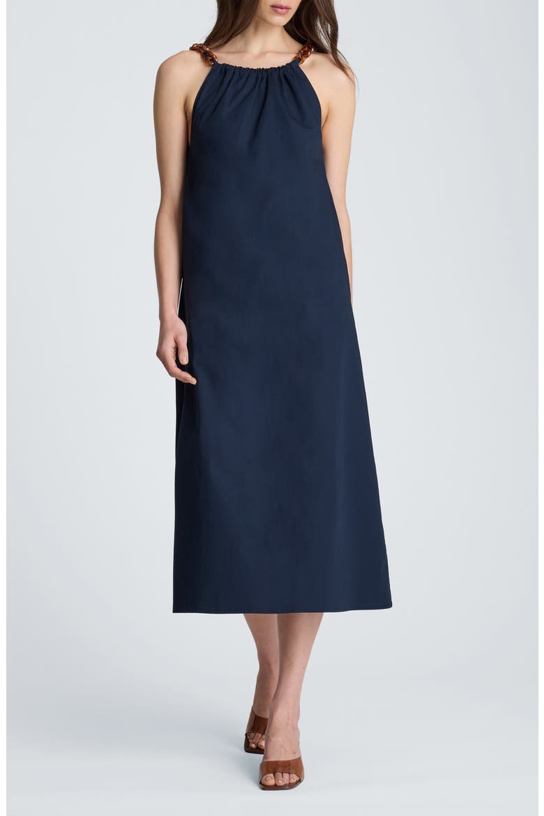 Beaded Sleeveless Midi Dress, Main, color, DARK NAVY