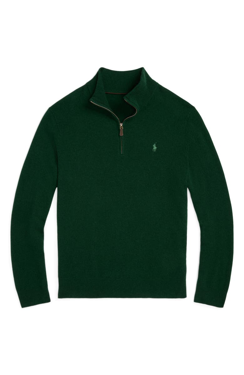 Polo Ralph Lauren Regular Fit Wool Quarter Zip Sweater, Alternate, color, Moss Agate