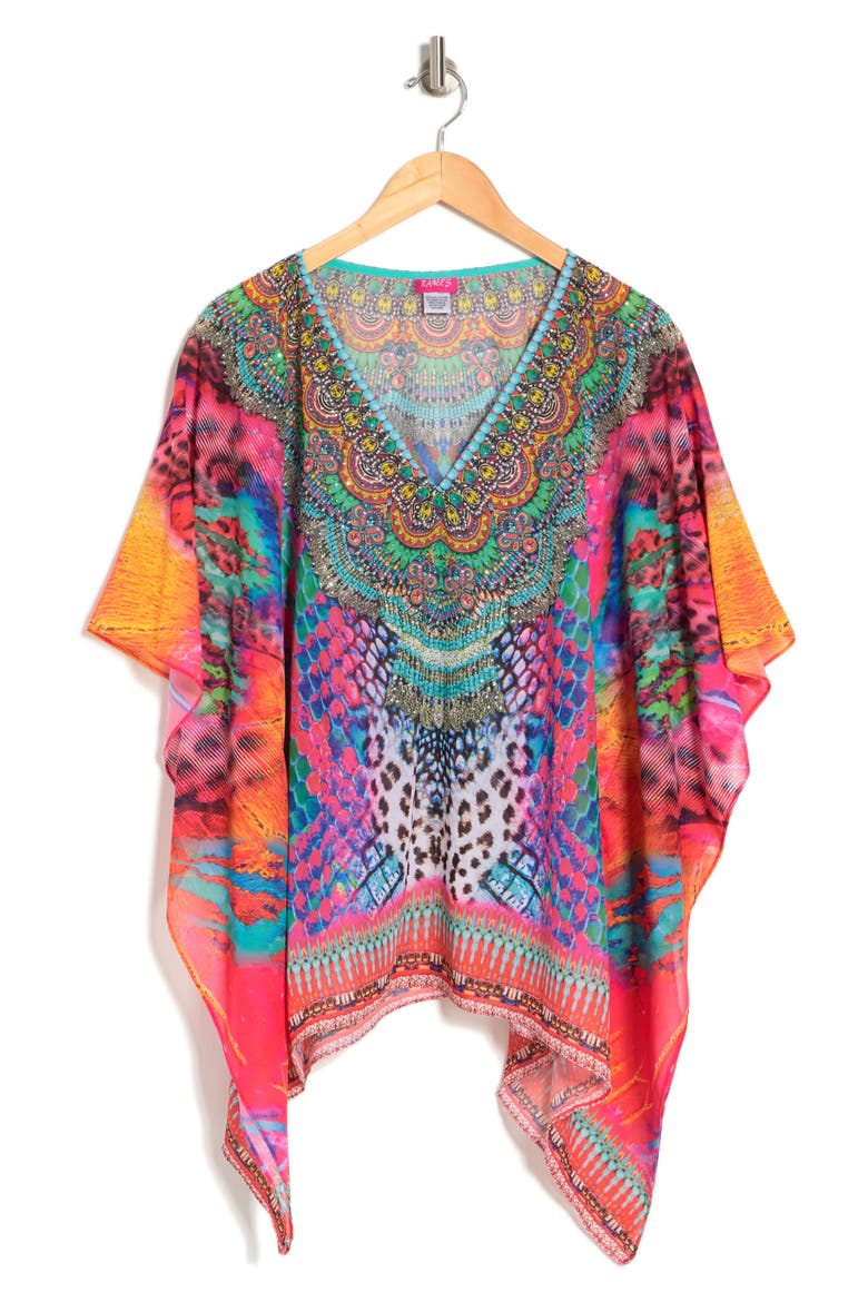Printed Poncho, Alternate, color, MULTI COLOR