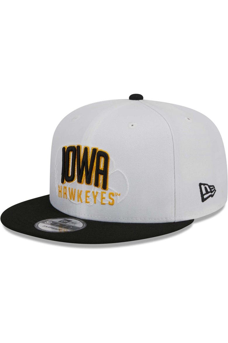Men's New Era White/Black Iowa Hawkeyes Two-Tone Layer 9FIFTY Snapback Hat, Alternate, color, White