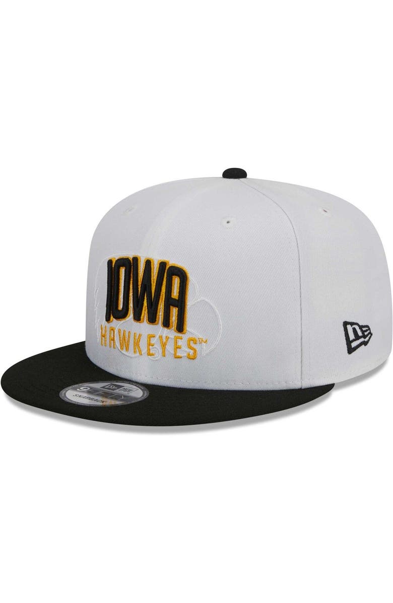 New Era Men's New Era White/Black Iowa Hawkeyes Two-Tone Layer 9FIFTY Snapback Hat, Alternate, color, White