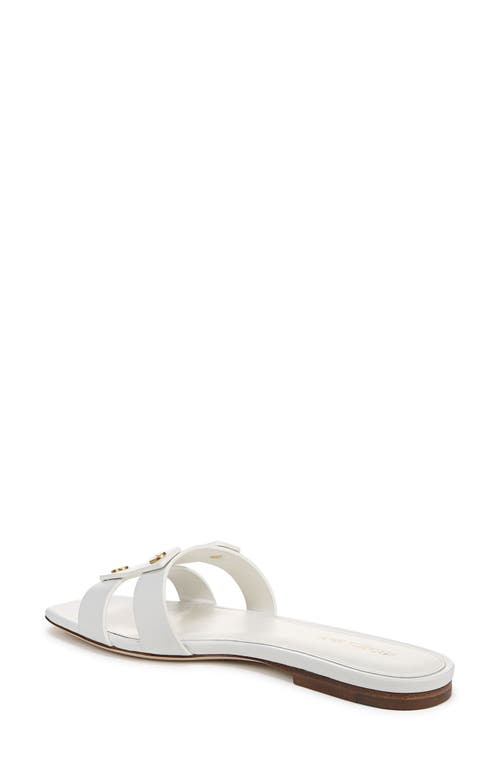 Veronica Beard Via Leather Flat Slide Sandals In Coconut