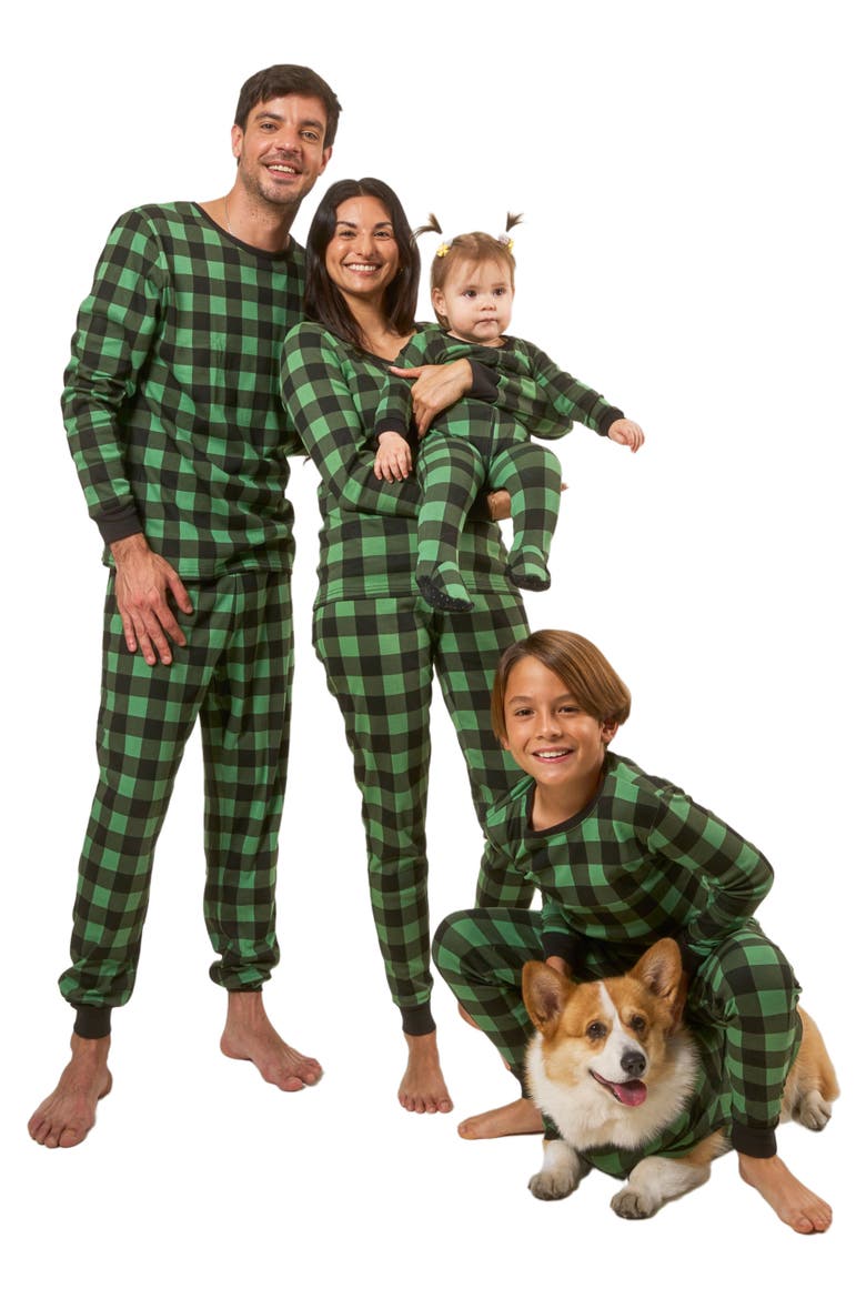 Women's Cotton Plaid Matching Family Holiday Pajamas, Main, color, Plaid Black & Green