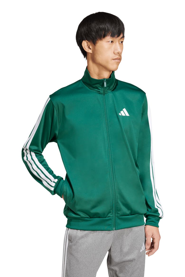 Essentials Warm-Up 3-Stripes Track Jacket, Alternate, color, COLLEGIATE GREEN