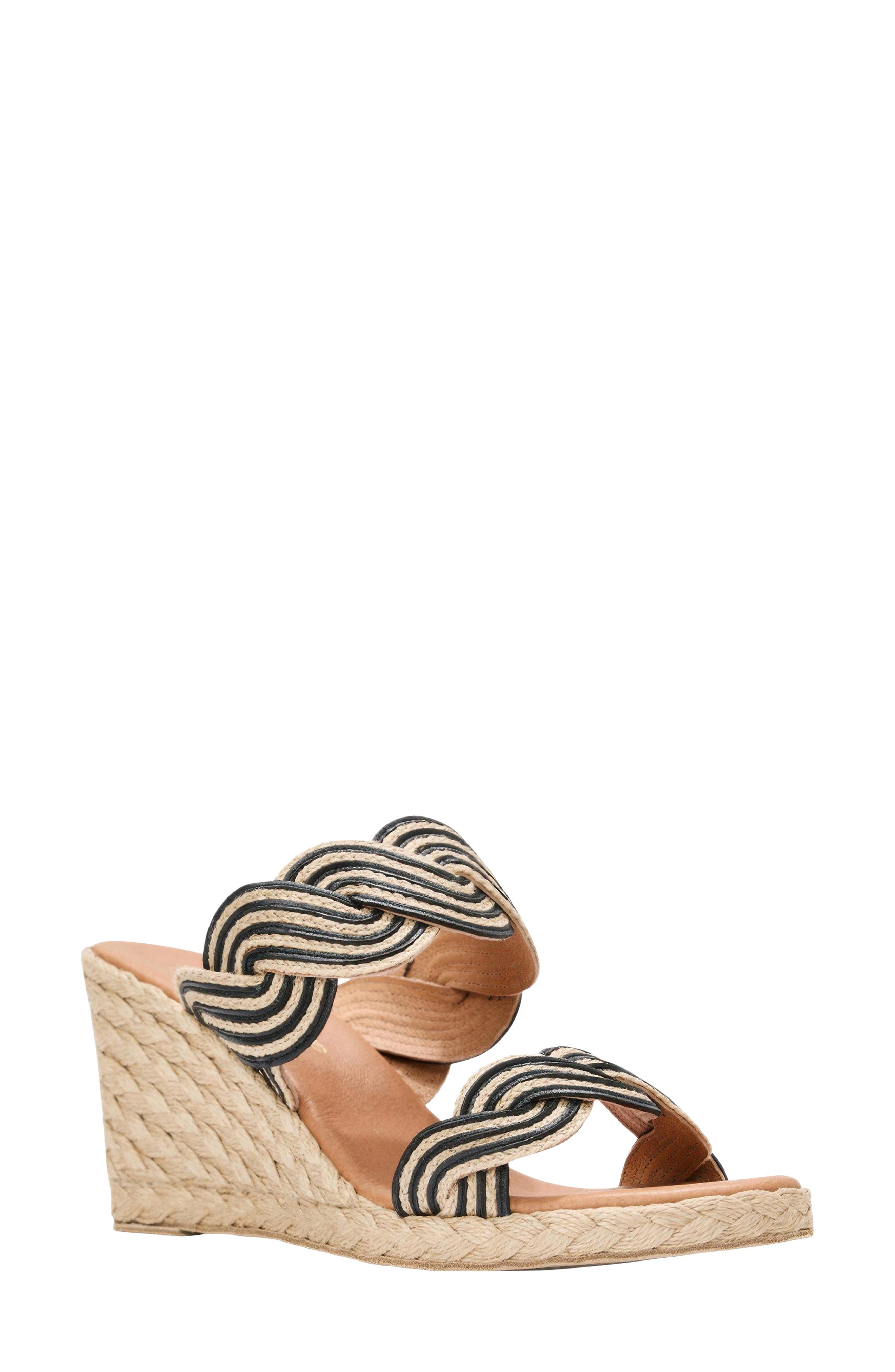 André Assous Nolita Twist Wedge Slide Sandal, Main, color, Natural/ Black