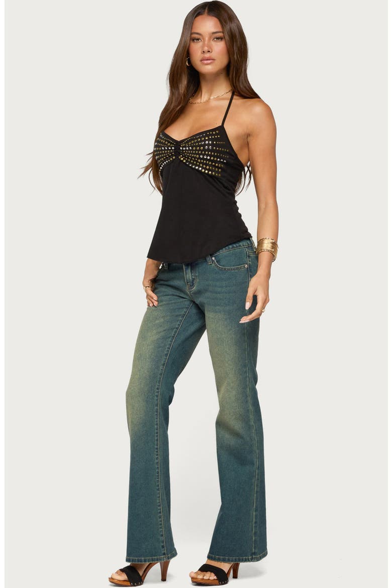 Ivana Studded Halter Top, Alternate, color, BLACK