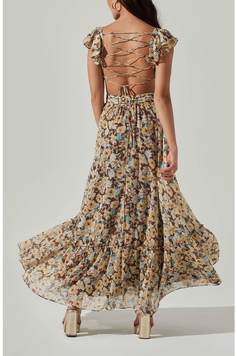 Primrose Floral Maxi Dress, Alternate, color, BROWN YELLOW FLORAL
