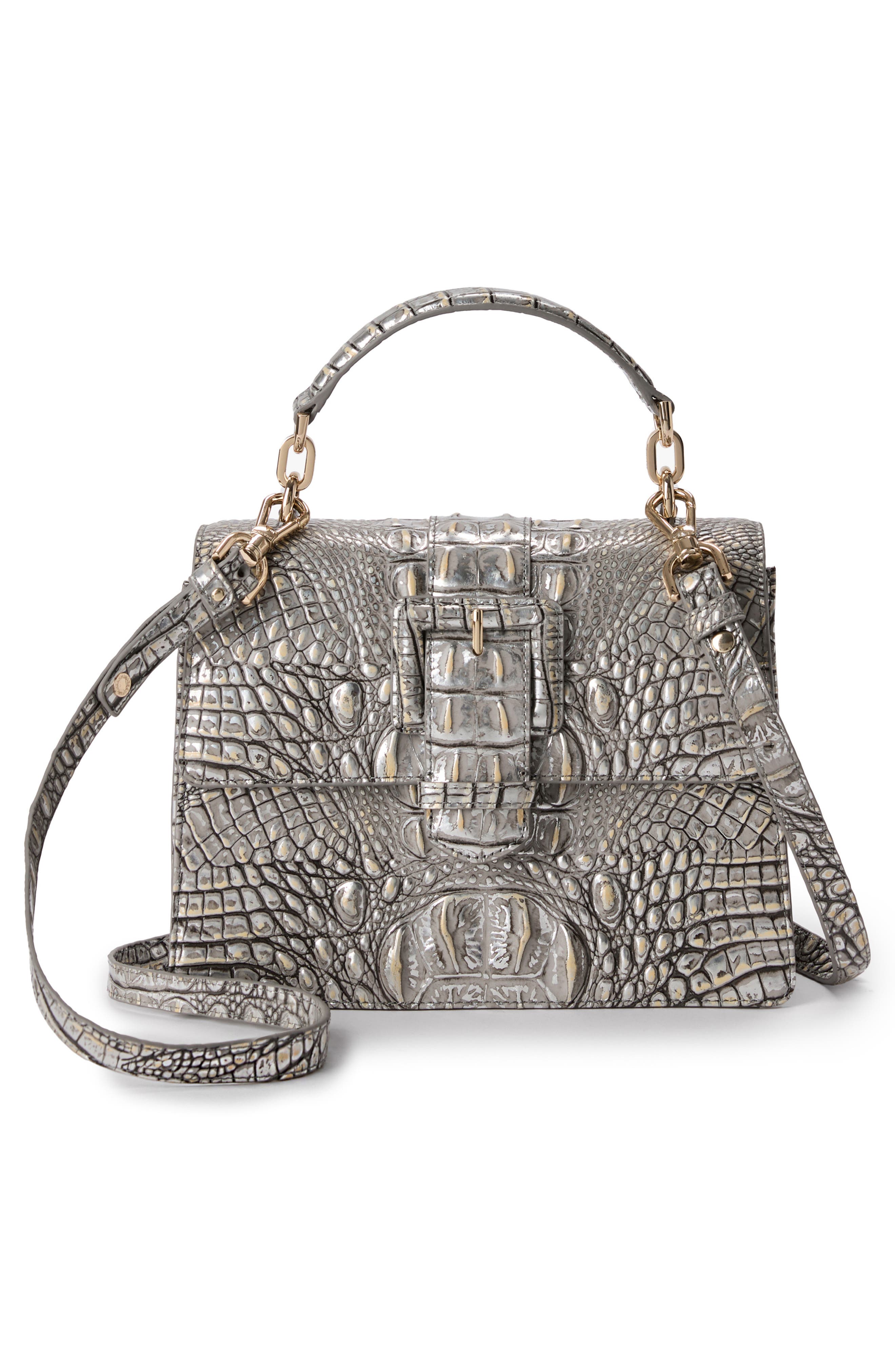 Brahmin Hallie Small Croc Embossed Leather Top Handle Bag, Alternate, color, 