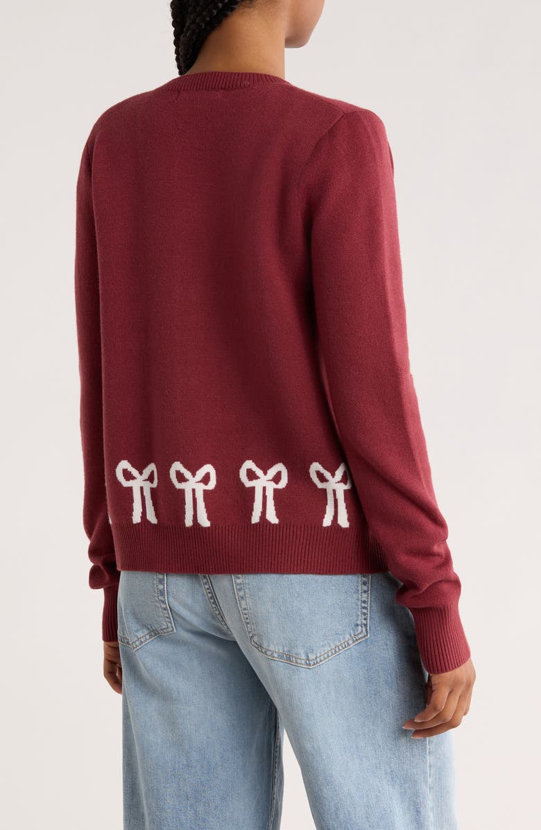 Vigoss Bows Cardigan, Alternate, color, Berry