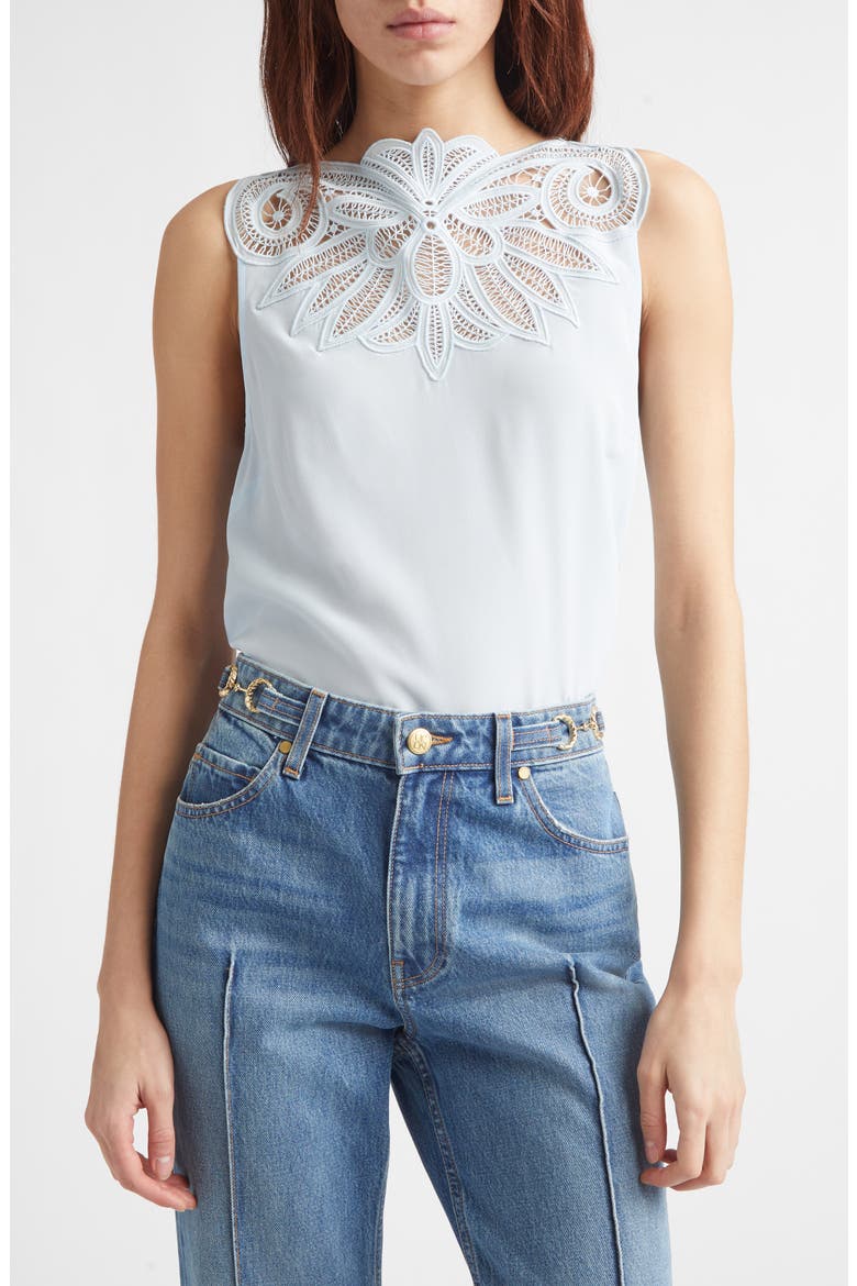 Rea Silk Embroidered Top, Main, color, ADRIATIC