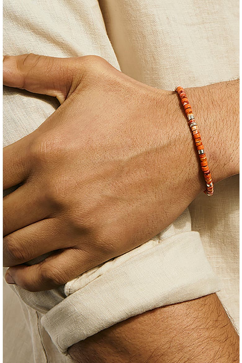 Heishi Bracelet, Gemstones, Sterling Silver, Alternate, color, ORANGE